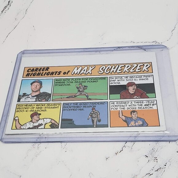 Max Scherzer 2022 Topps Heritage High Number Comics 73TC-27 NY Mets - Picture 2 of 4